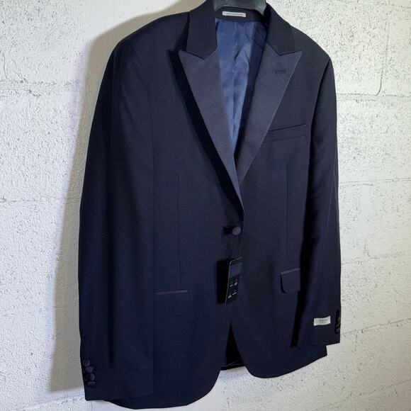 Alfani Men's Slim-Fit Diamond Grid Tuxedo jacket Navy 38R $360 - Picture 6 of 10